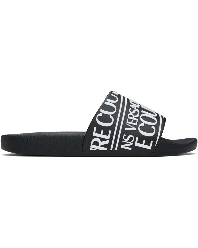 Versace Jeans Black Logo Pool Slides E899-black