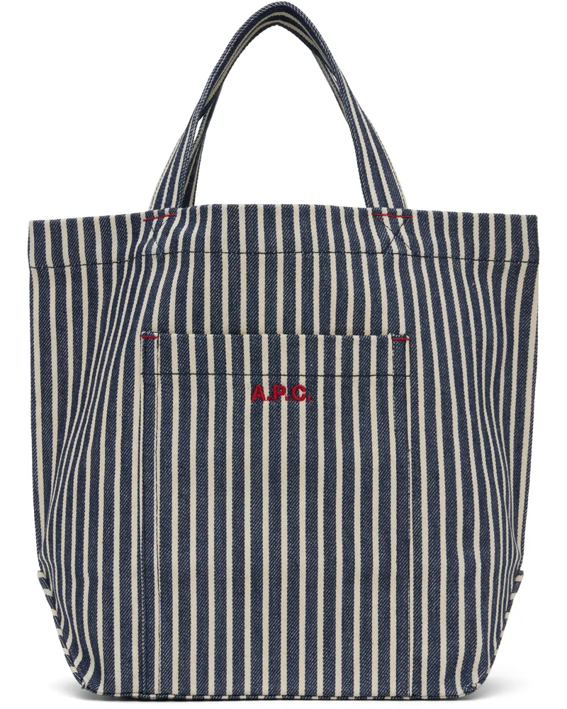 A.P.C. Navy & Off-White Thais Mini Tote Ima