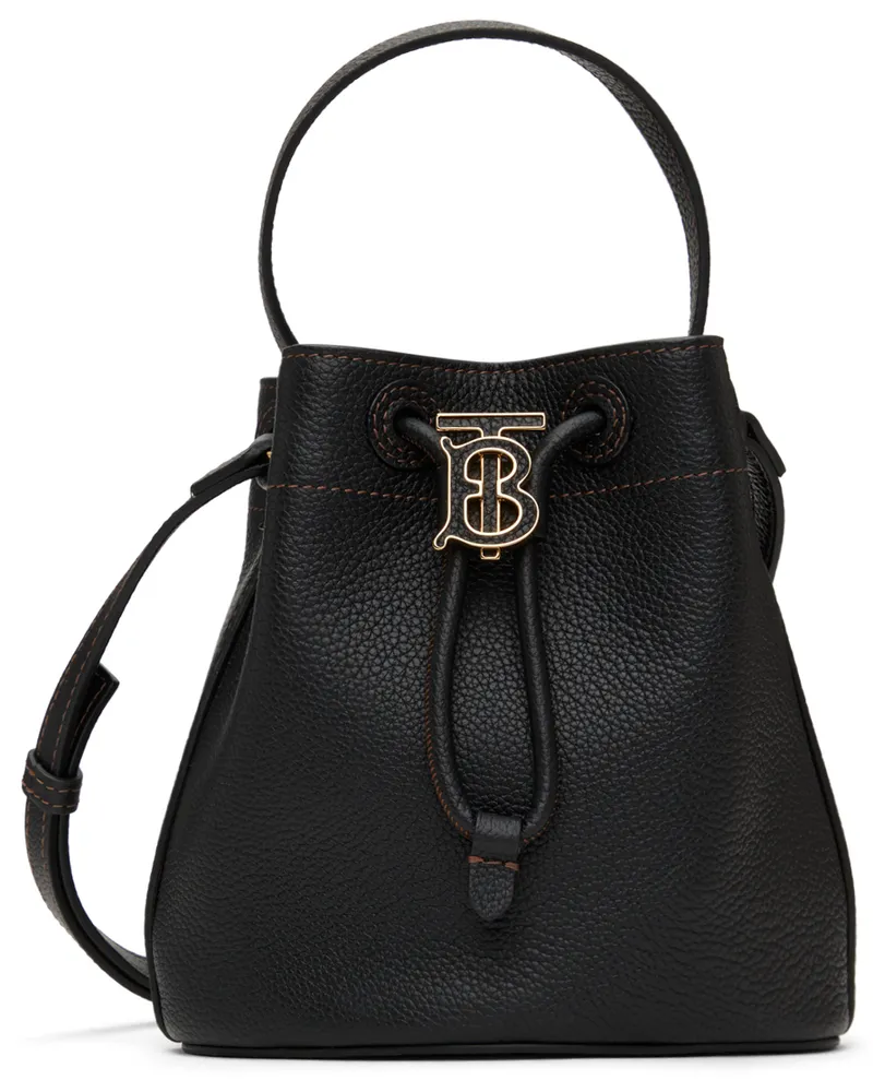 Burberry Black Mini 'TB' Bucket Bag Black