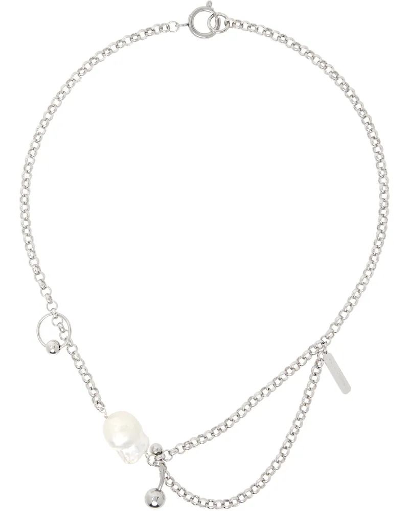 Justine Clenquet Silver Lauren Necklace Palladium