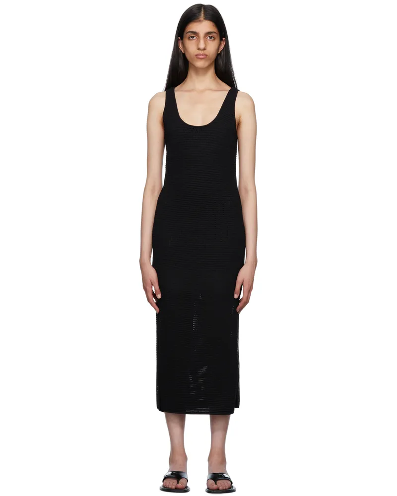 Frame Denim Black Crochet Midi Dress Noir