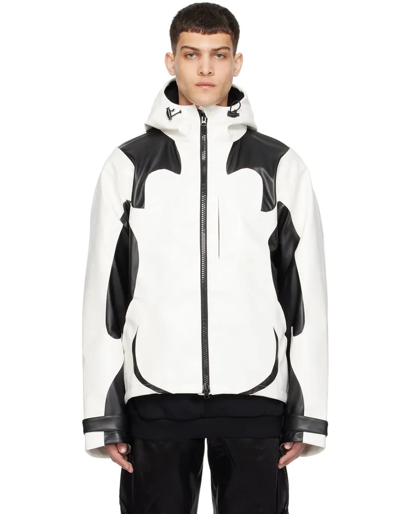 KUSIKOHC White & Black Paneled Faux-Leather Jacket Black