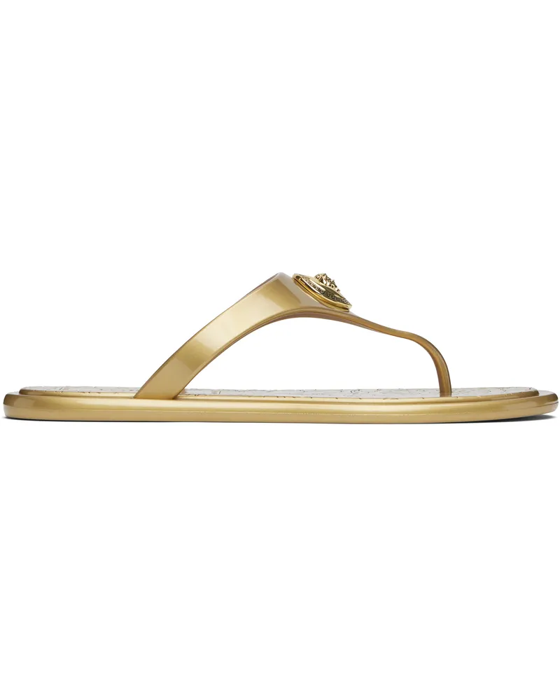Versace Gold Alia Metallic Flat Sandals 1x00v-gold-versace