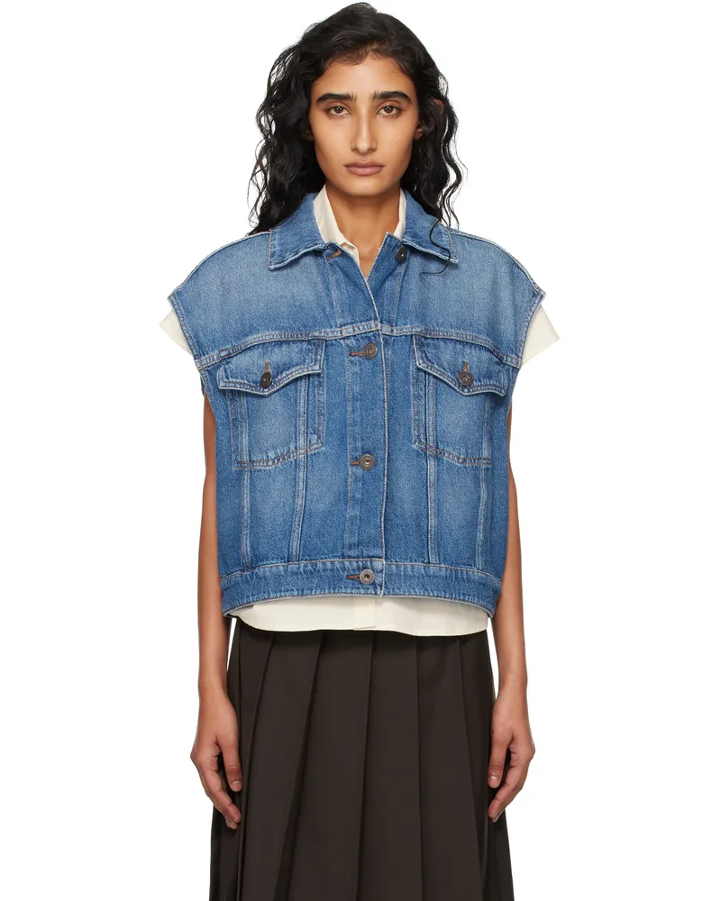 Max Mara Blue Mappa Denim Vest 005