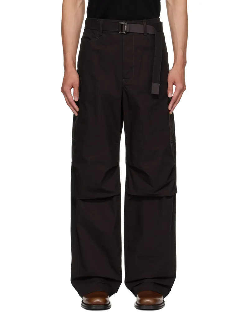 Sacai Brown Rip Stop Cargo Pants 601