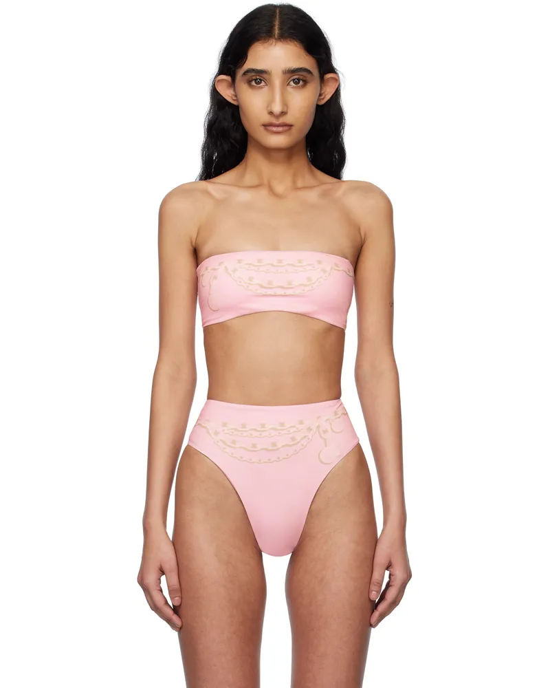 Versace Pink Graphic Bikini Top 5pc40-pastel