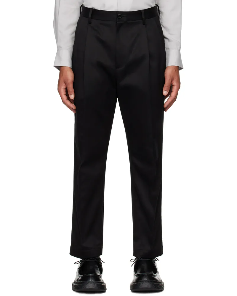 Wacko Maria Black Double Pleated Chino Trousers Black