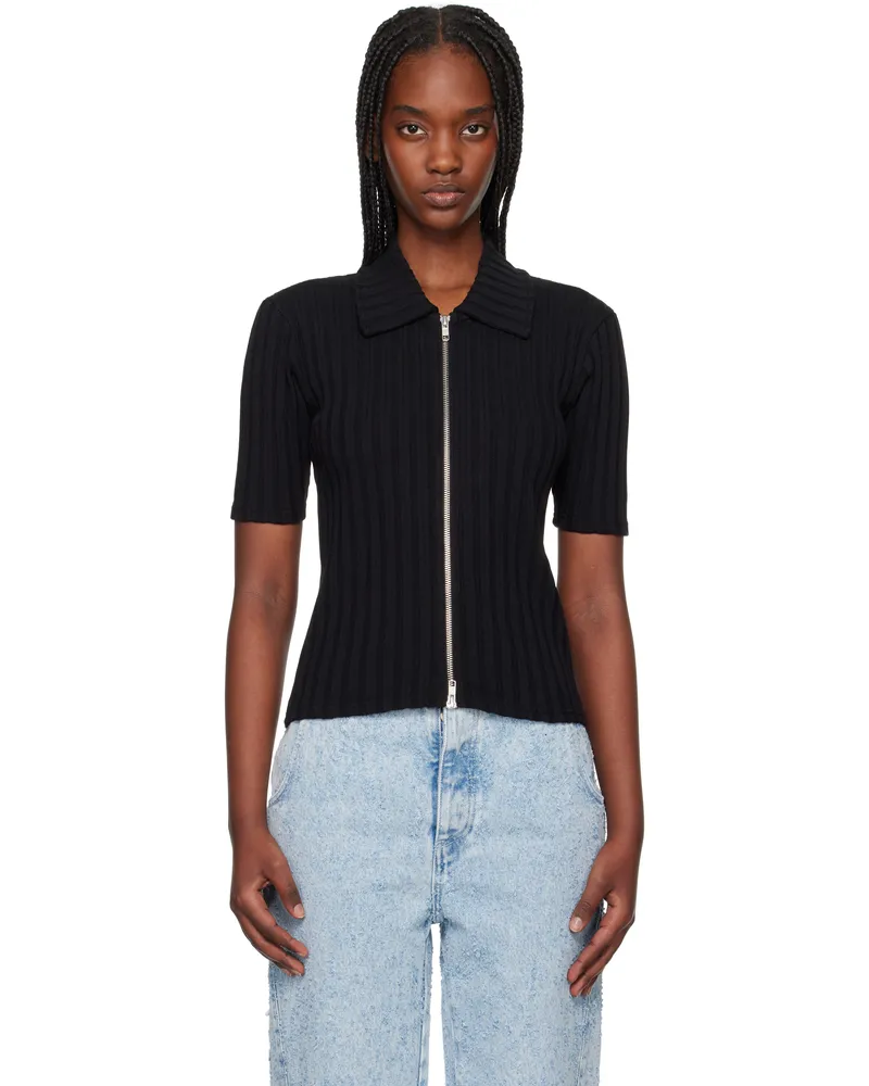 Mfpen Black Zip Up Polo Black