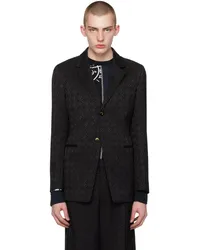 Marine Serre Black Moon Diamant Jacquard Blazer Bkblack