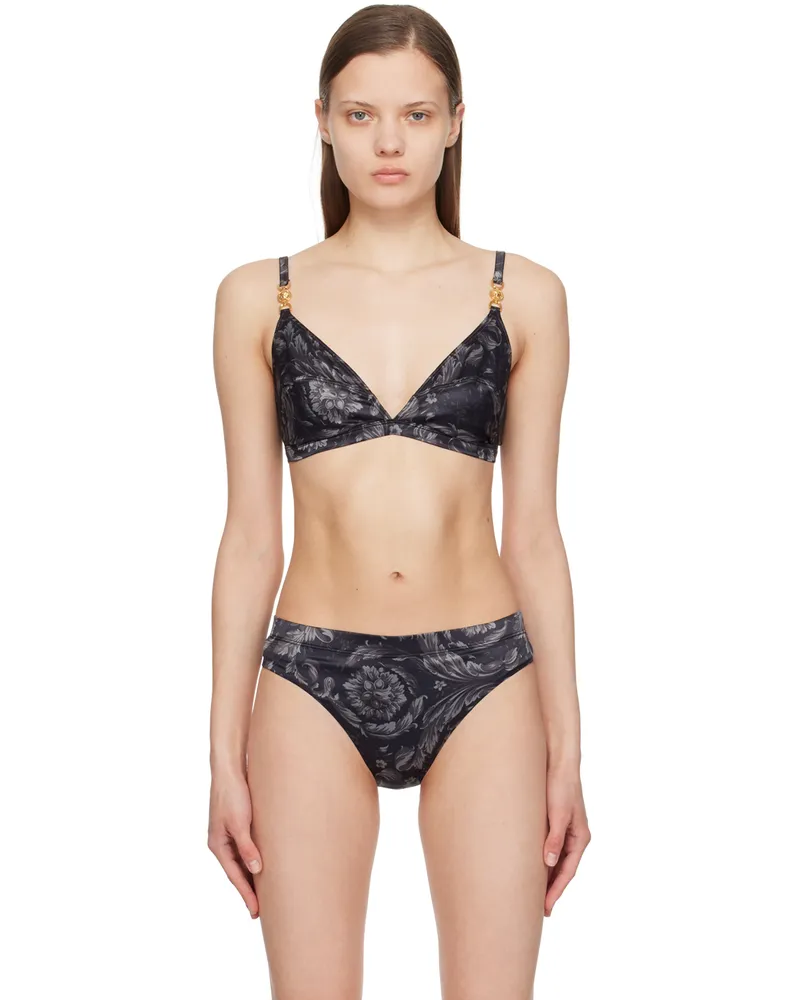 Versace Black & Gray Barocco Bra 5bc10-black