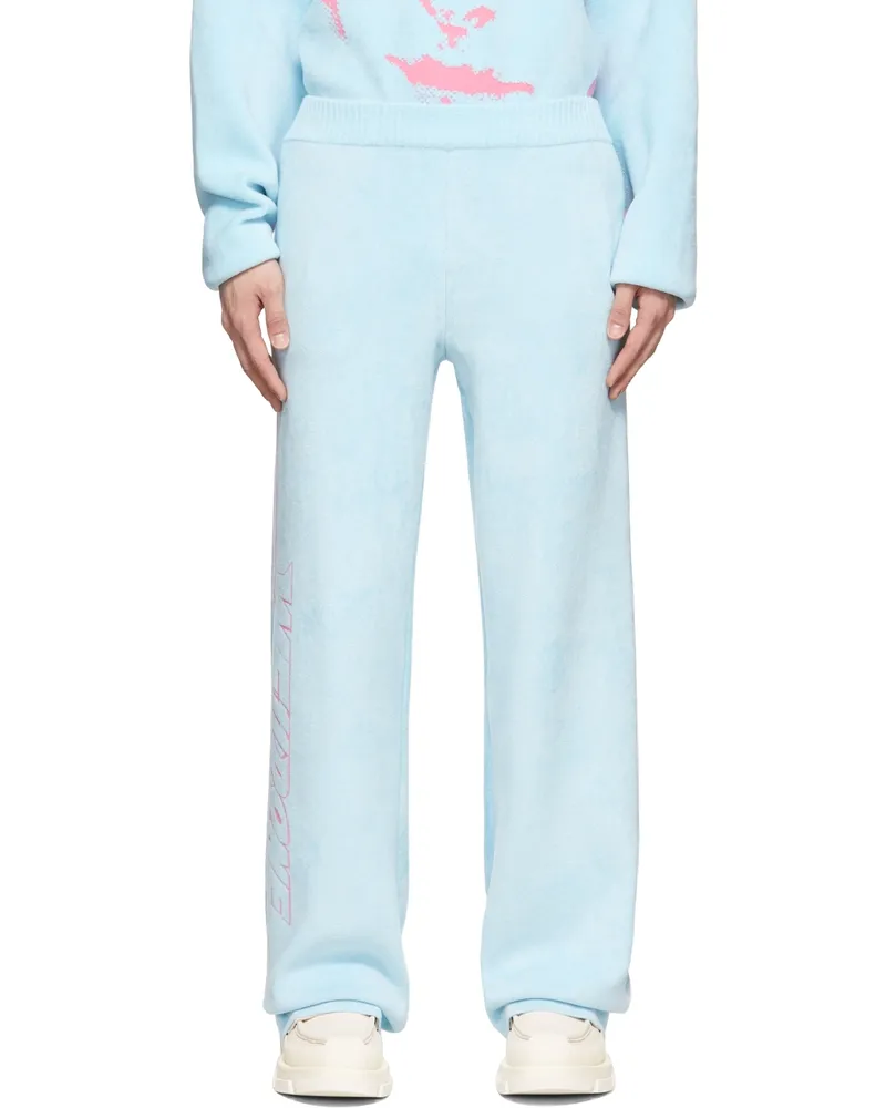 WE 11 DONE Blue Viscose Lounge Pants Sky