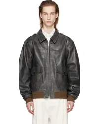 FRANKIE Shop Gray Wyatt Leather Bomber Jacket Charcoal