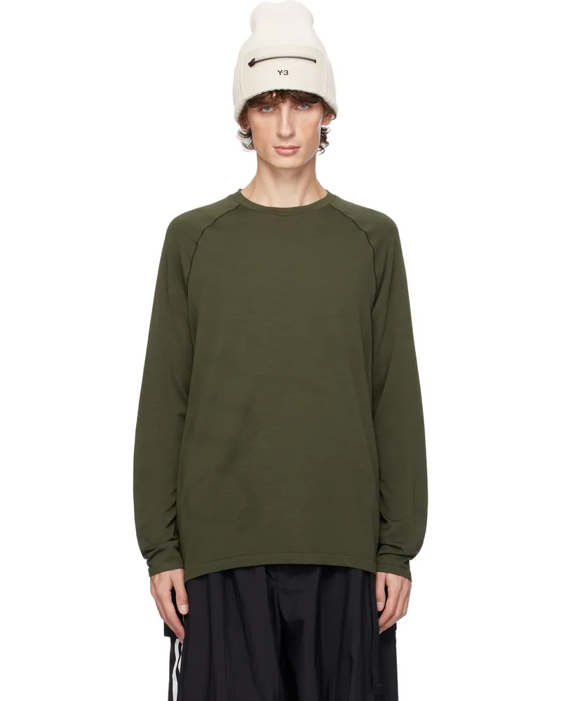 Y-3 Khaki Run Knit T-shirt Green
