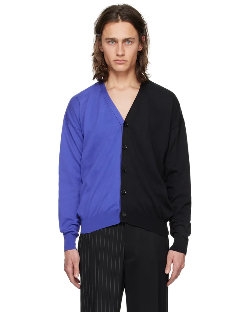 Maison Margiela Blue & Black Paneled Cardigan 962
