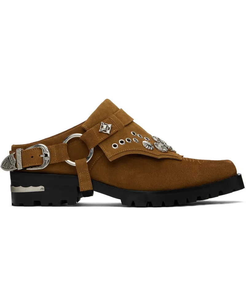 Toga Tan Suede Slip-on Loafers Khaki