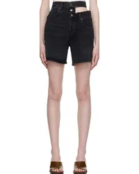 AGOLDE Black Broken Waistband Denim Shorts Course