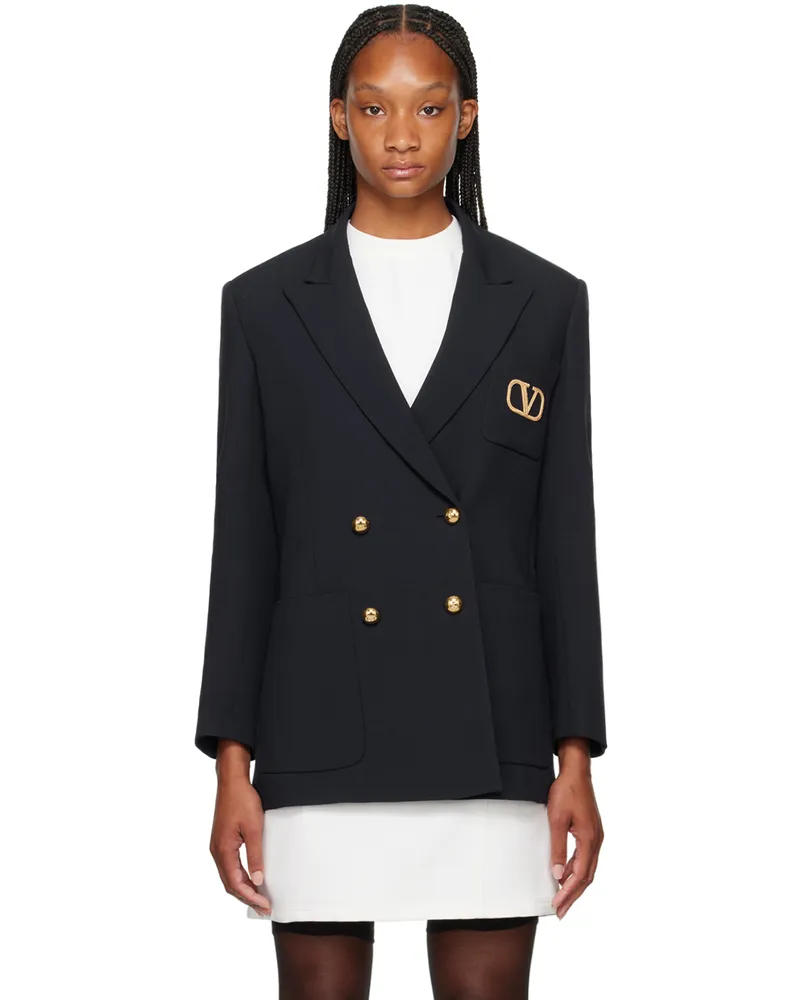 Valentino Garavani Navy Double-Breasted Blazer 598