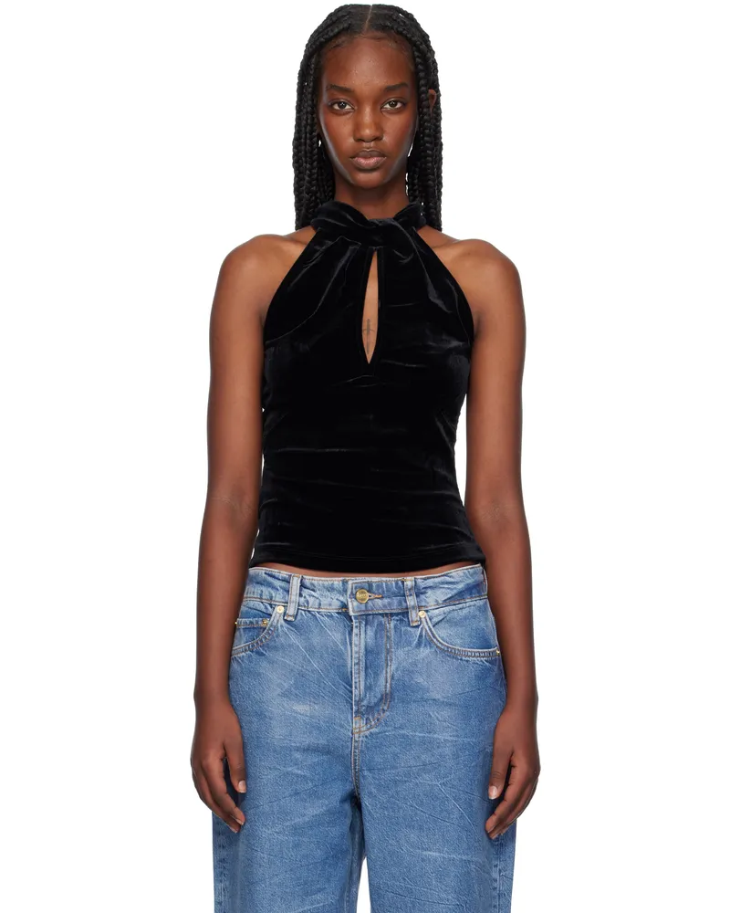 Ganni Black Velvet Tank Top 099