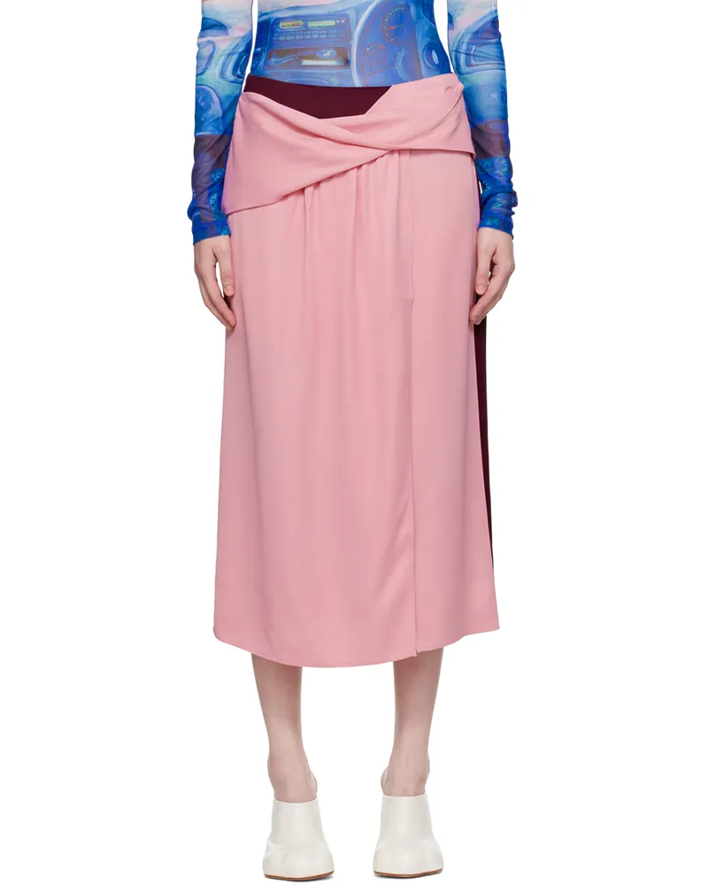J.W.Anderson Pink & Burgundy Twisted Midi Skirt 340