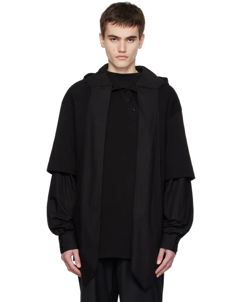 lesugiatelier Black Layered Hoodie Black