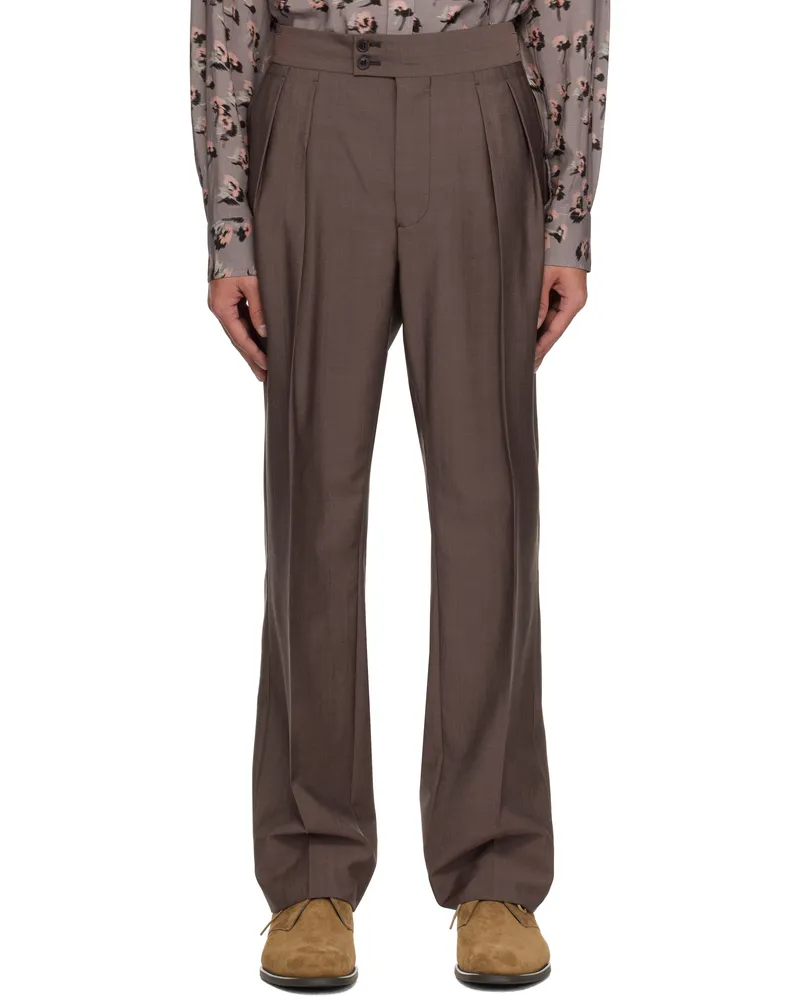Paul Smith Purple Wool Mohair Pleat Front Trousers 59b
