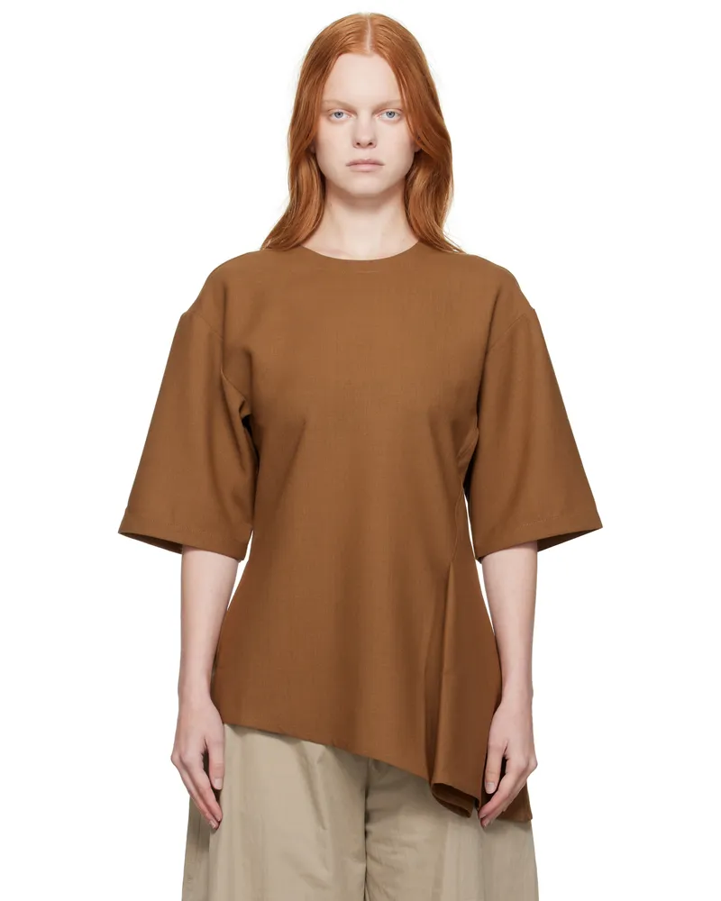 Studio Nicholson Brown Vichy Top Tobacco