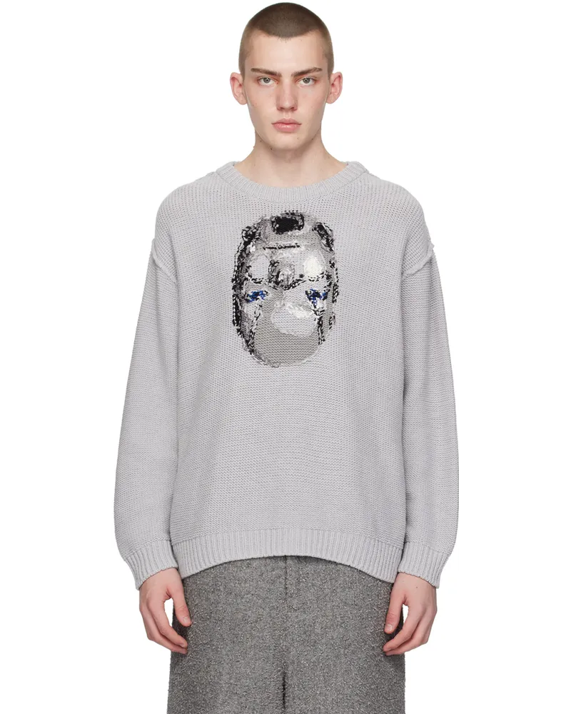 Doublet Gray Jacquard Sweater Grey