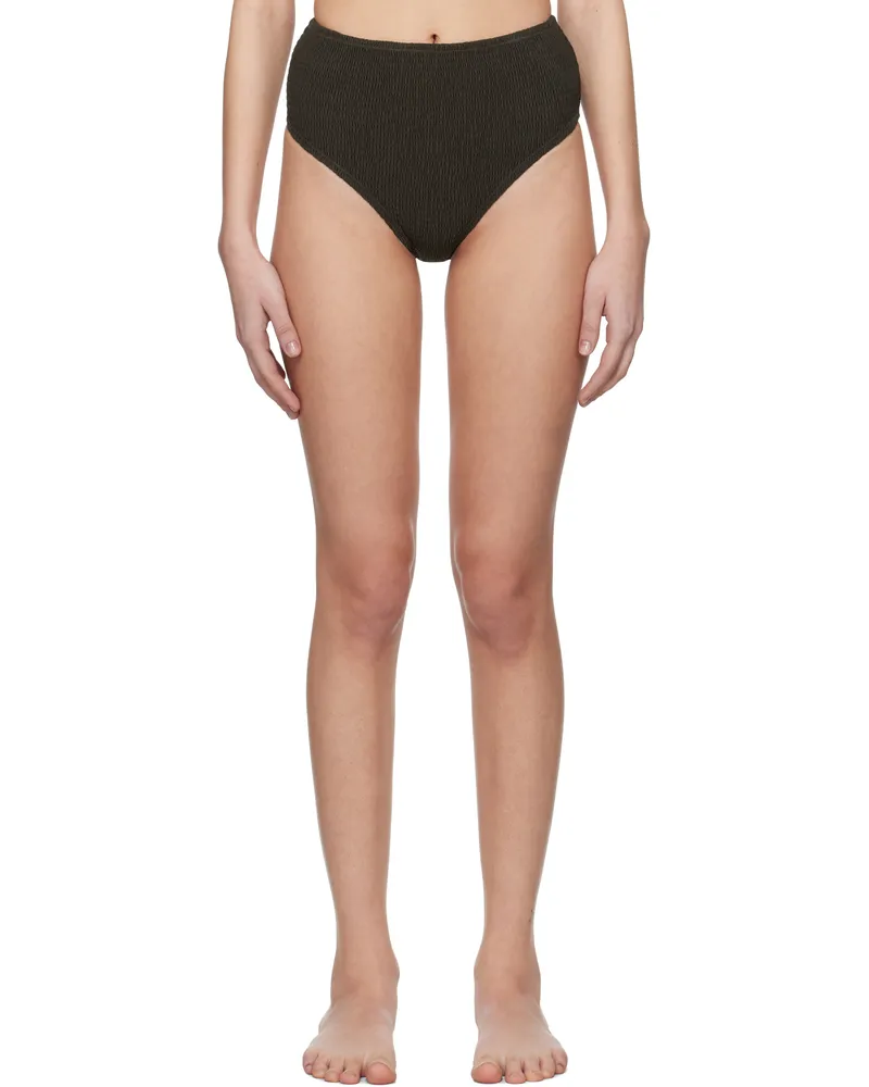 Totême Khaki Smocked Bikini Bottom Pepper