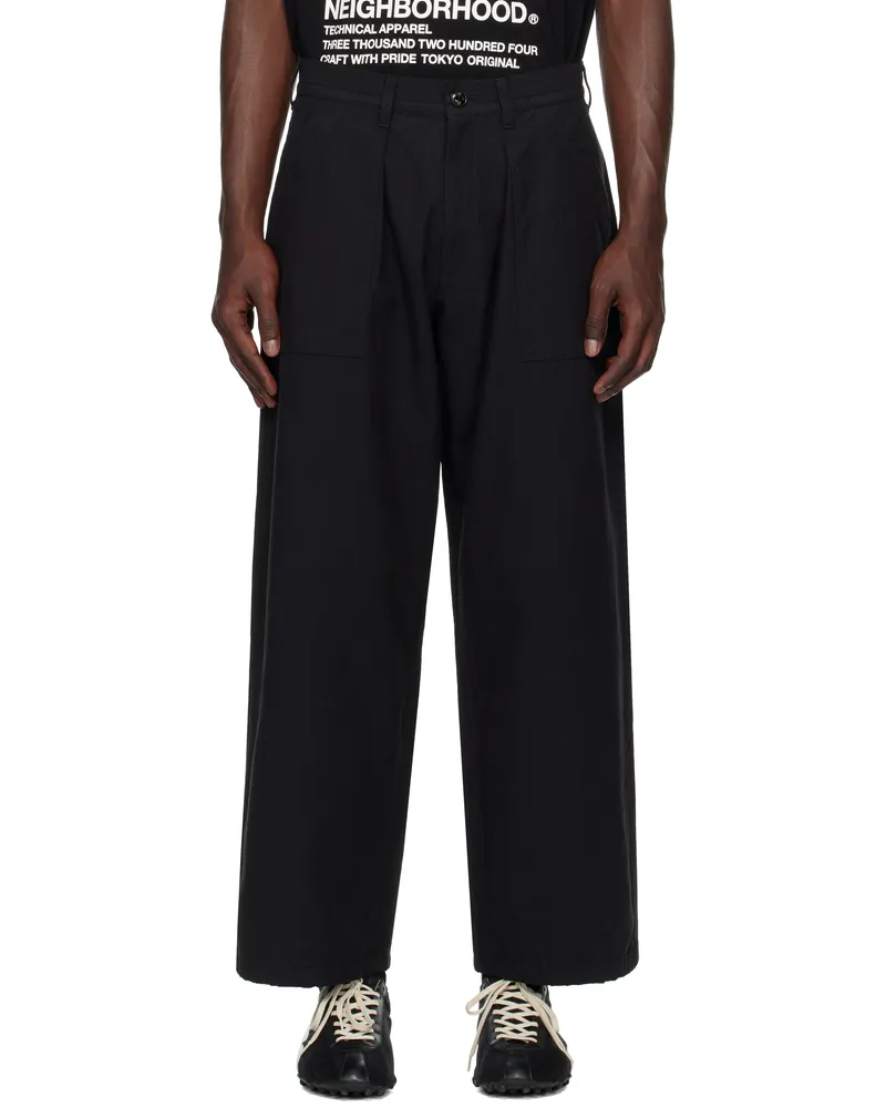 Neighborhood Black Wide Baker Trousers Black