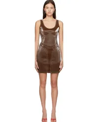 Thierry Mugler Brown Embossed Minidress Chocolat