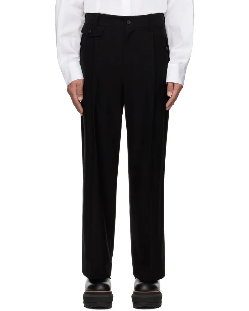 Feng Chen Wang Black Slashed Wide Trousers Black