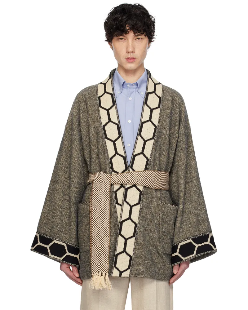 Valentino Garavani Brown & Beige Tweed Embroideries Cardigan R9y