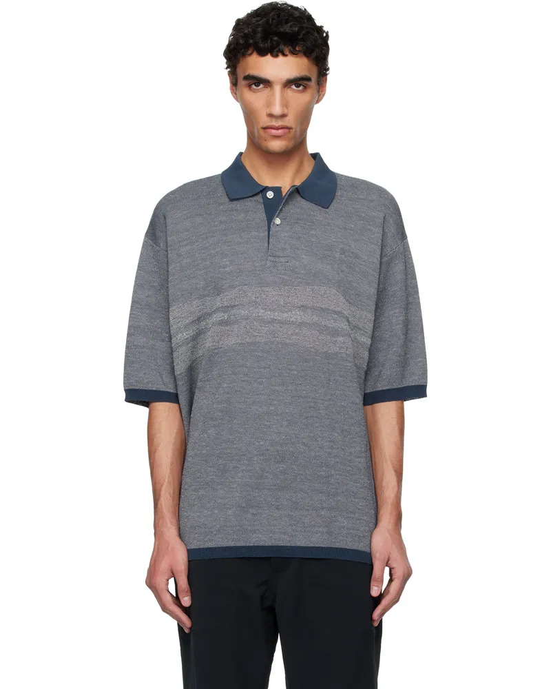 nanamica Navy Linen Knit Polo Navy