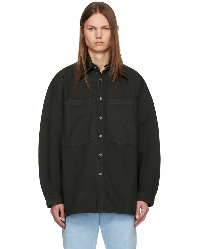 Nanushka Black Beaux Denim Shirt Anthracite