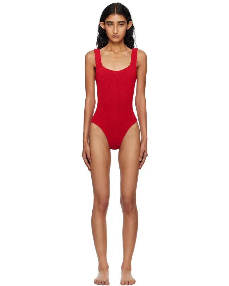 Hunza G Red Square Neck Swimsuit Red