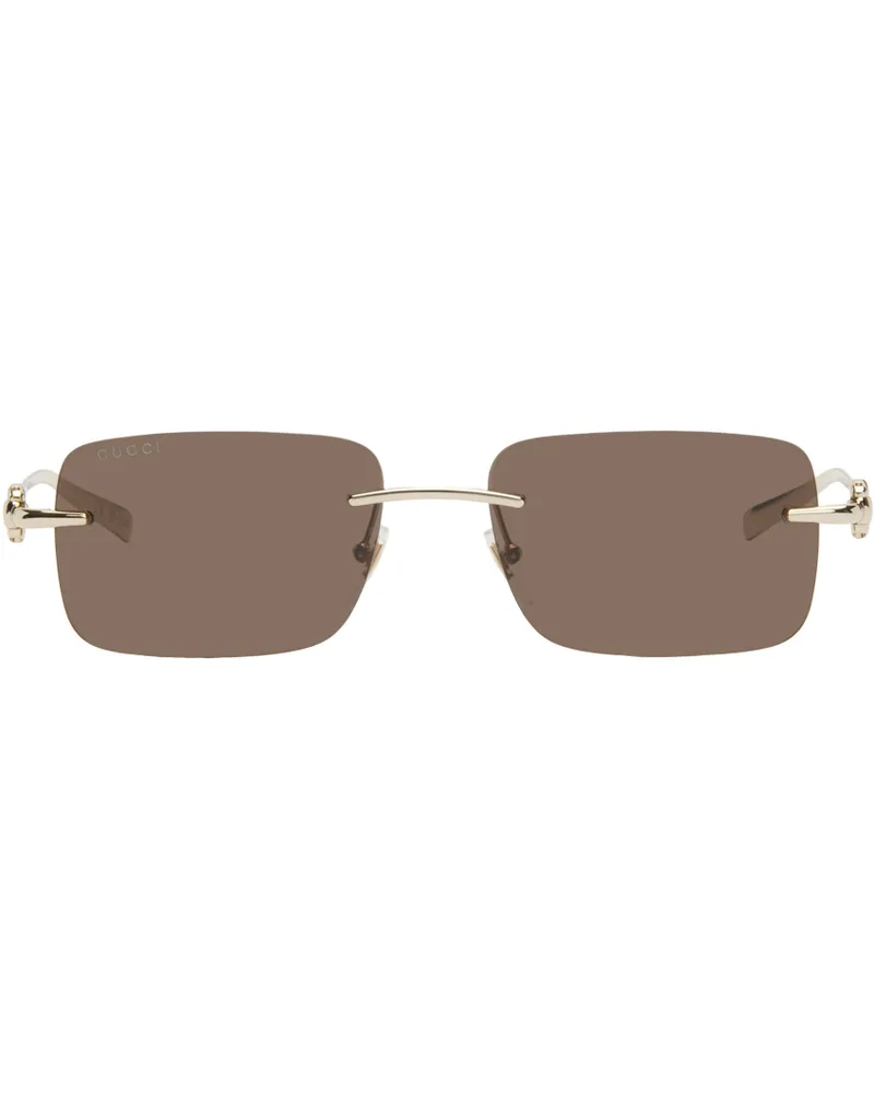 Gucci Gold Rectangular Sunglasses 004