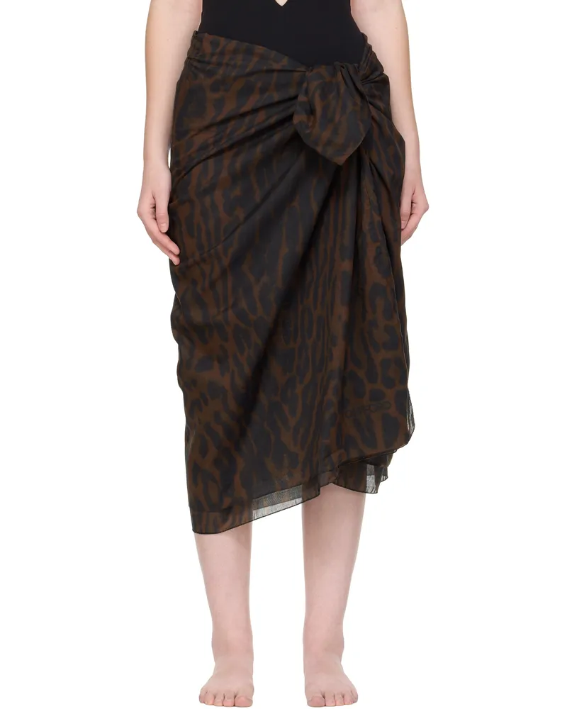 Tom Ford Brown Pareo Wrap Cover-Up Skirt Xblkb