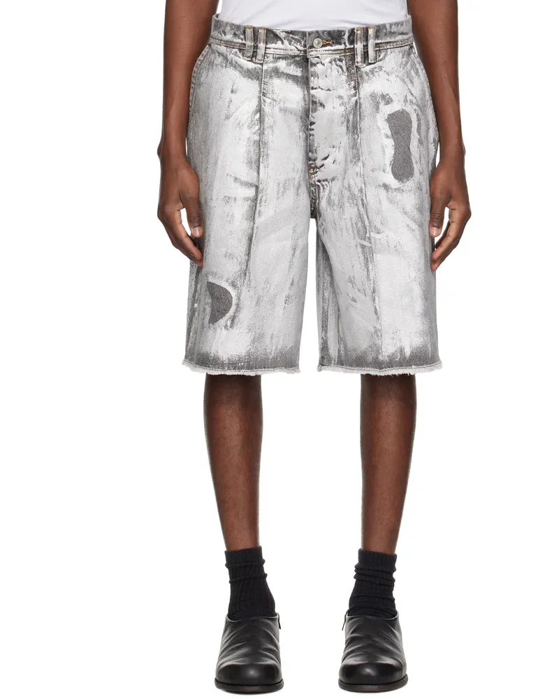 KUSIKOHC Silver Wash Denim Shorts Silver