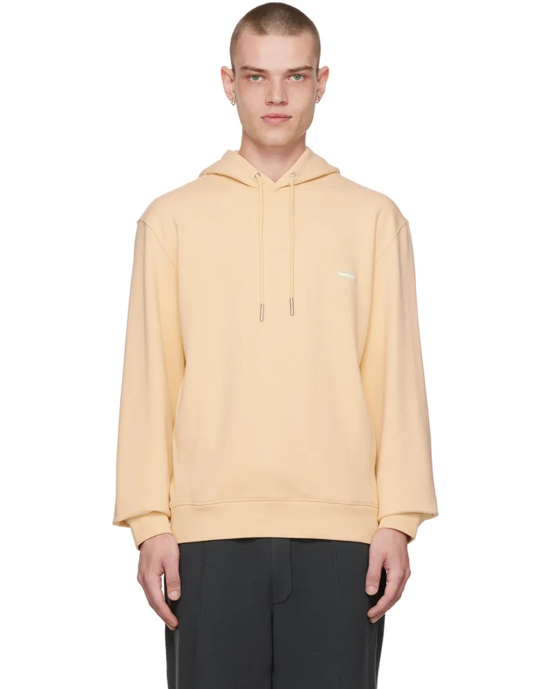 SOLID HOMME Yellow Embroidered Hoodie 741y