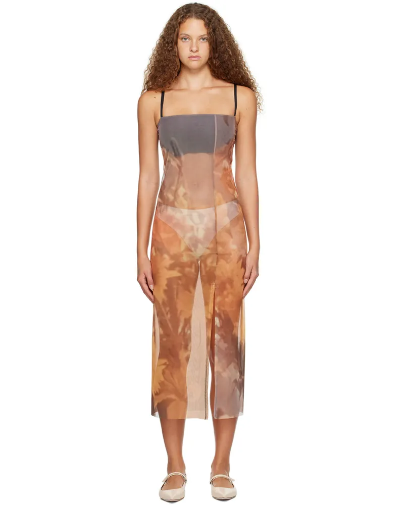 ELLISS Orange Sunflower Maxi Dress Print