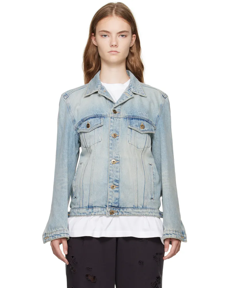 WE 11 DONE Blue Washed Denim Jacket Sky