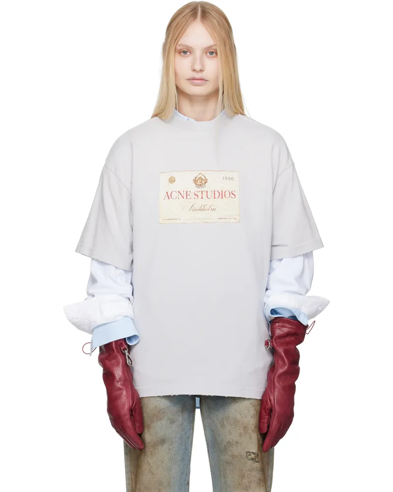 Acne Studios Gray Layered Print T-shirt Aab