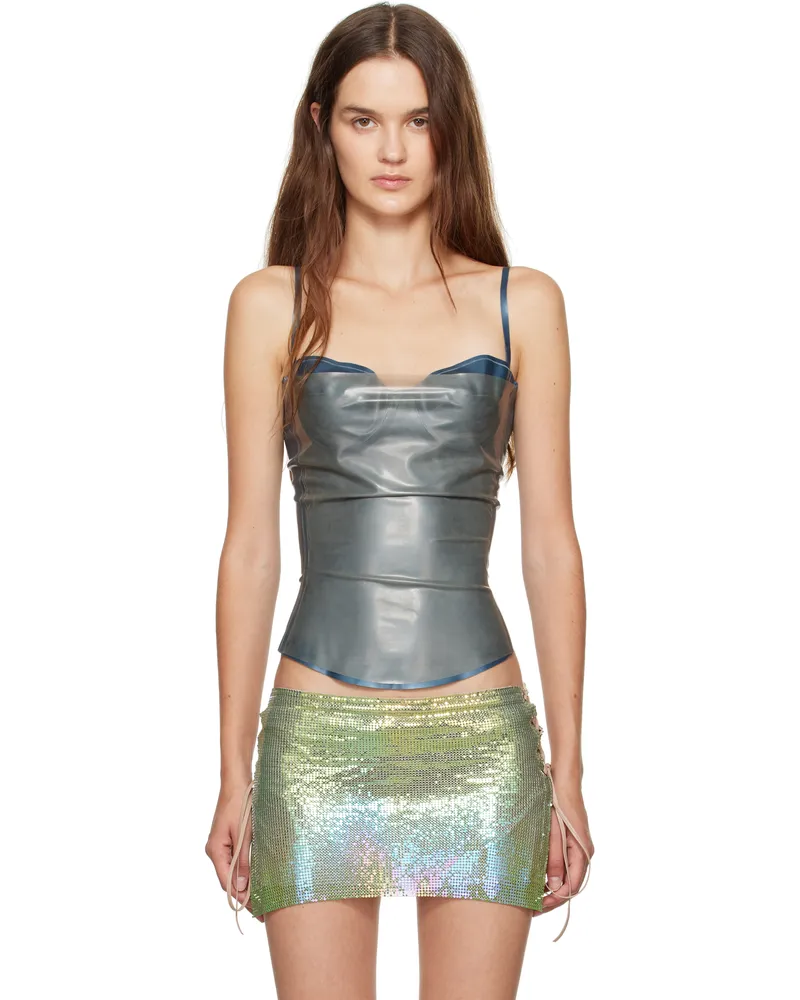 Poster Girl Blue Tart Latex Top Peacock