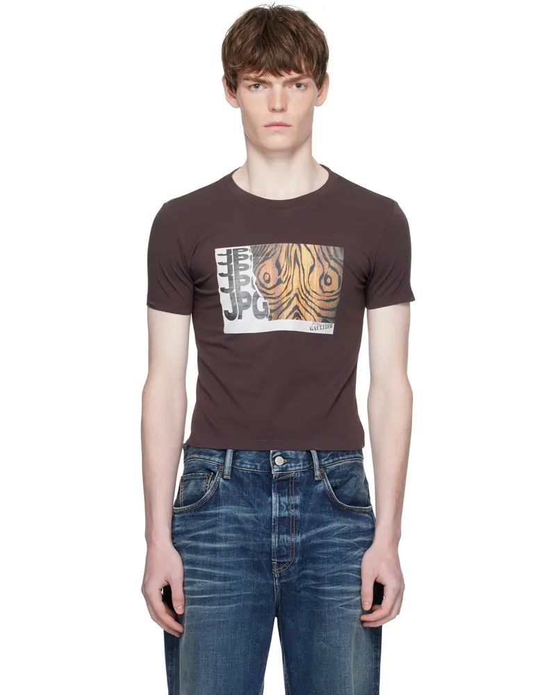 Jean Paul Gaultier Brown Printed Wood T-shirt 710060-chocolat