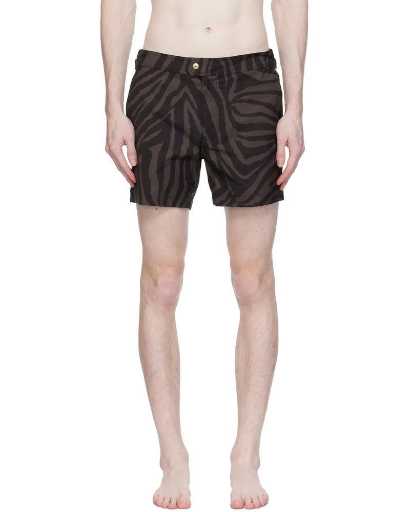 Tom Ford Brown Print Swim Shorts Combo