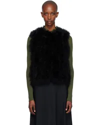 Yves Salomon Black Feather Vest Cnoir