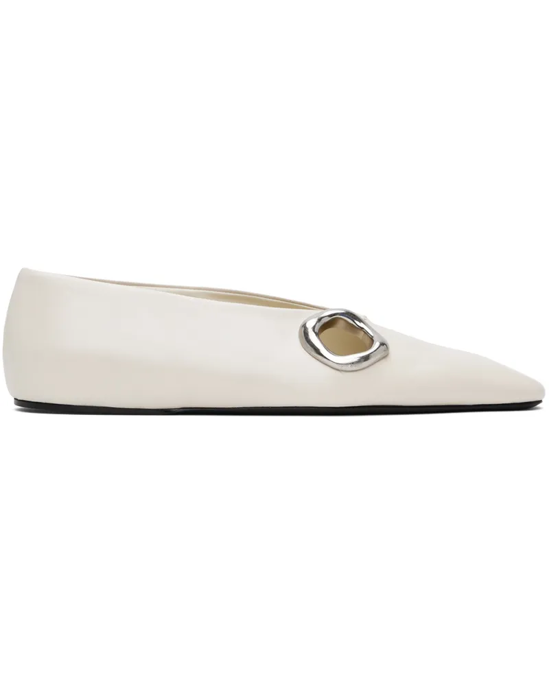 Jil Sander White Square Toe Ballerina Flats 281
