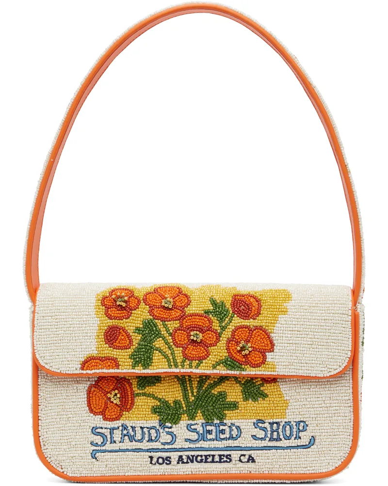 STAUD Off-White & Orange Tommy Beaded Bag Capo