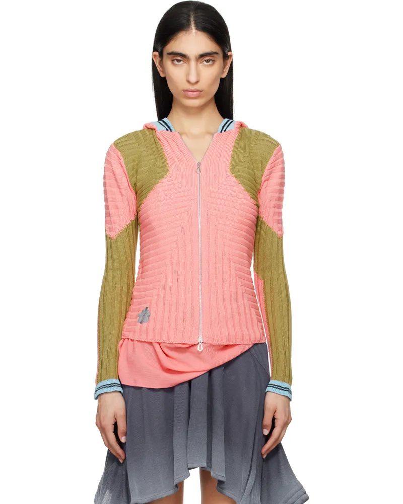 KIKO KOSTADINOV Pink & Green Quimby Fitted Knit Hoodie Coral