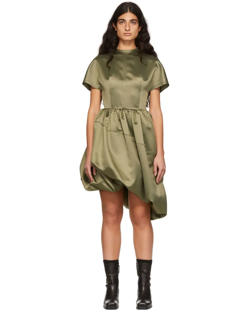 WE 11 DONE Green Polyester Dress Khaki
